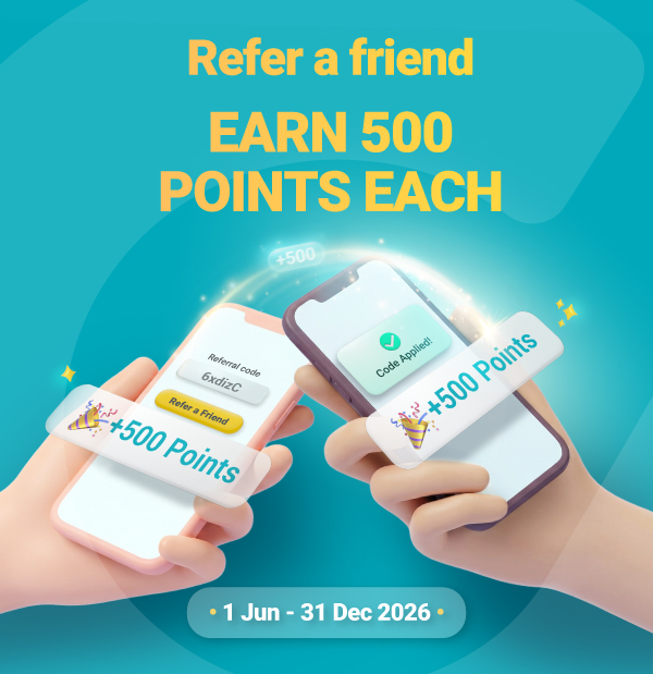 Refer a Friend & Earn 500 Points Each